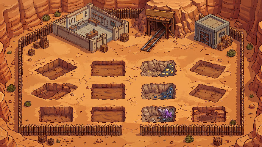 The mine — beyond the town.