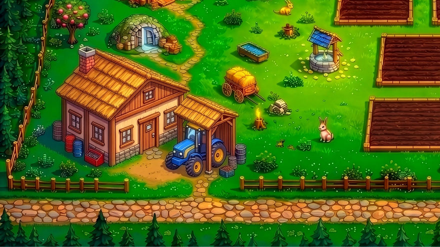 The tractor garage.